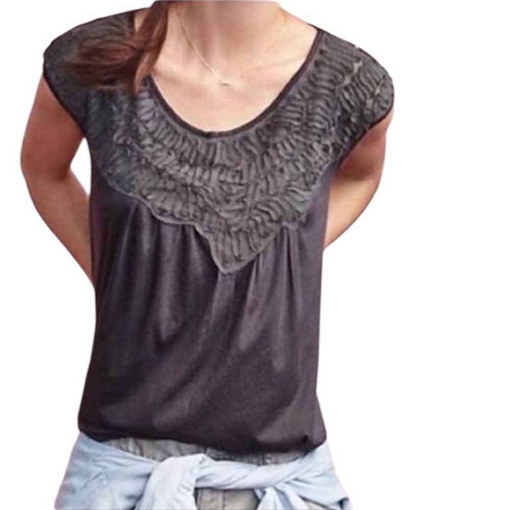 💙SALE 3/$25 ANTHRO MEADOW RUE VERONA SLATE GREY PULLOVER TOP XXSP